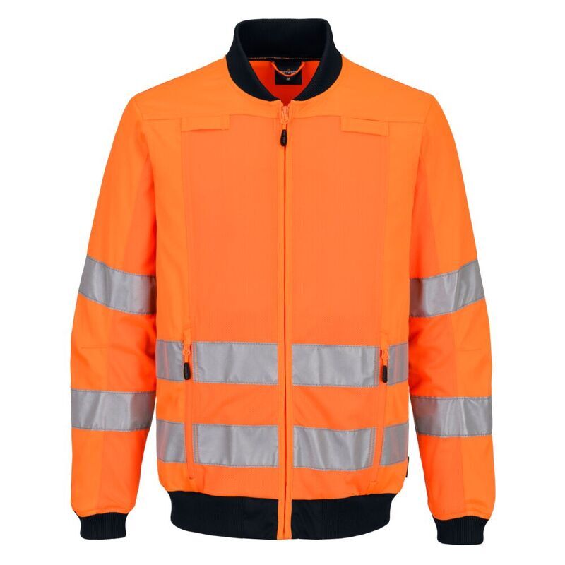 Portwest Hi-Vis Mesh Panel Work Jacket (Orange/Navy / XXL / Regular Fit)