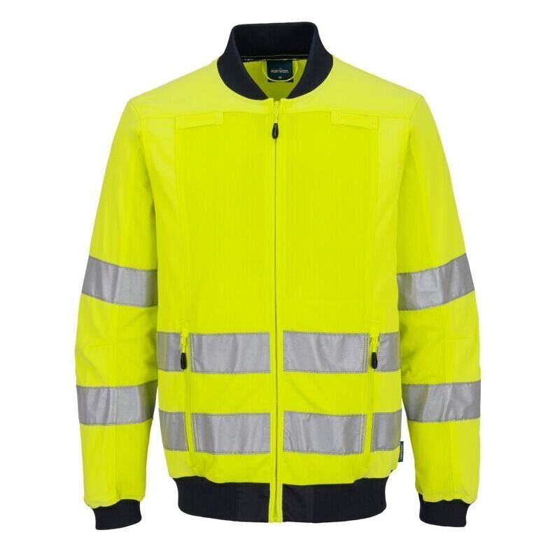 Portwest Hi-Vis Mesh Panel Work Jacket (Yellow/Navy / XL / Regular Fit)