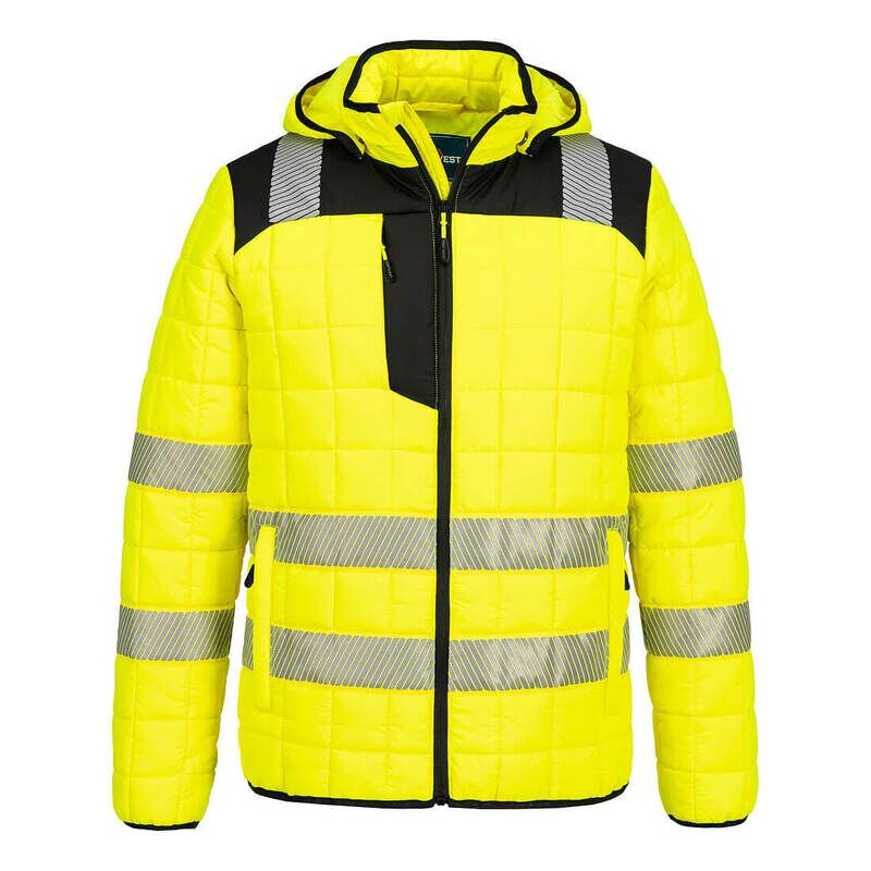 Portwest PW3 Hi-Vis Square Baffle Jacket (Yellow/Black / XXXL / Regular Fit)