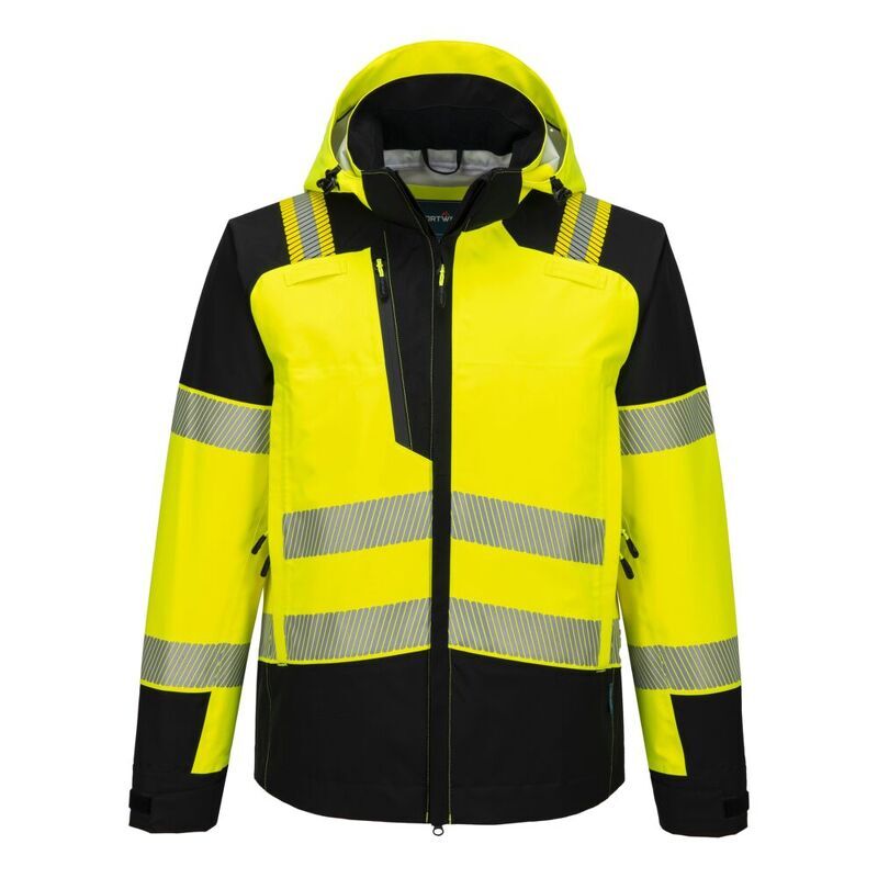 Portwest PW3 Hi-Vis 3 Layer Rain Jacket (Yellow/Black / L / Regular Fit)