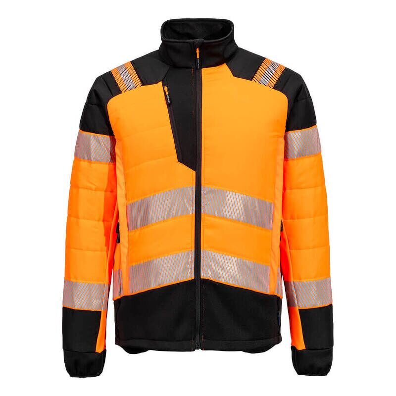 Portwest PW3 Hi-Vis Hybrid Baffle Jacket (Orange/Black / XL / Regular Fit)