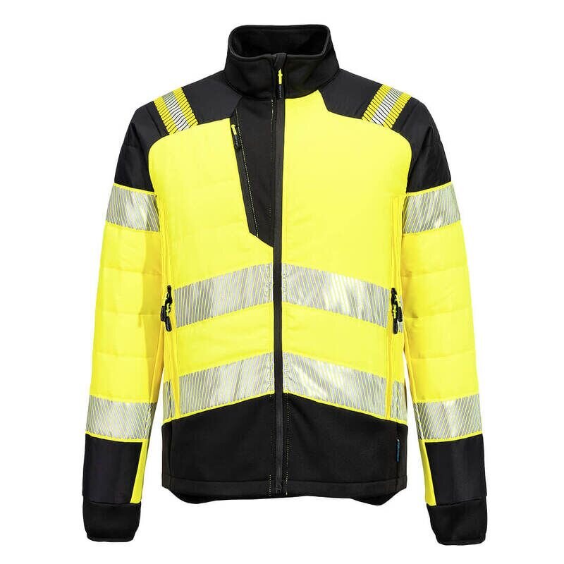 Portwest PW3 Hi-Vis Hybrid Baffle Jacket (Yellow/Black / XXL / Regular Fit)