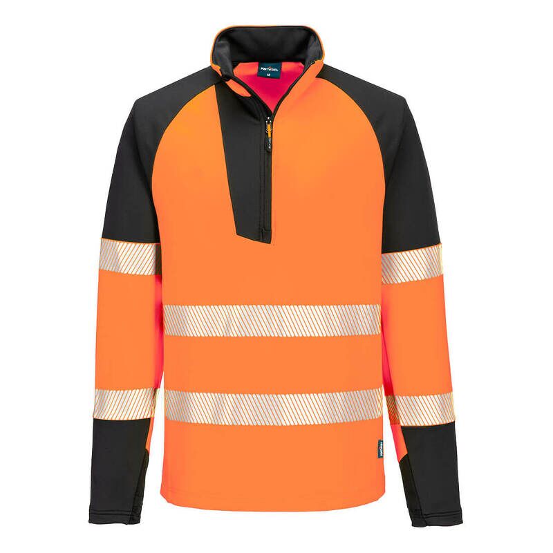 Portwest PW3 Hi-Vis 1/4 Zip Sweatshirt (Orange/Black / S / R)