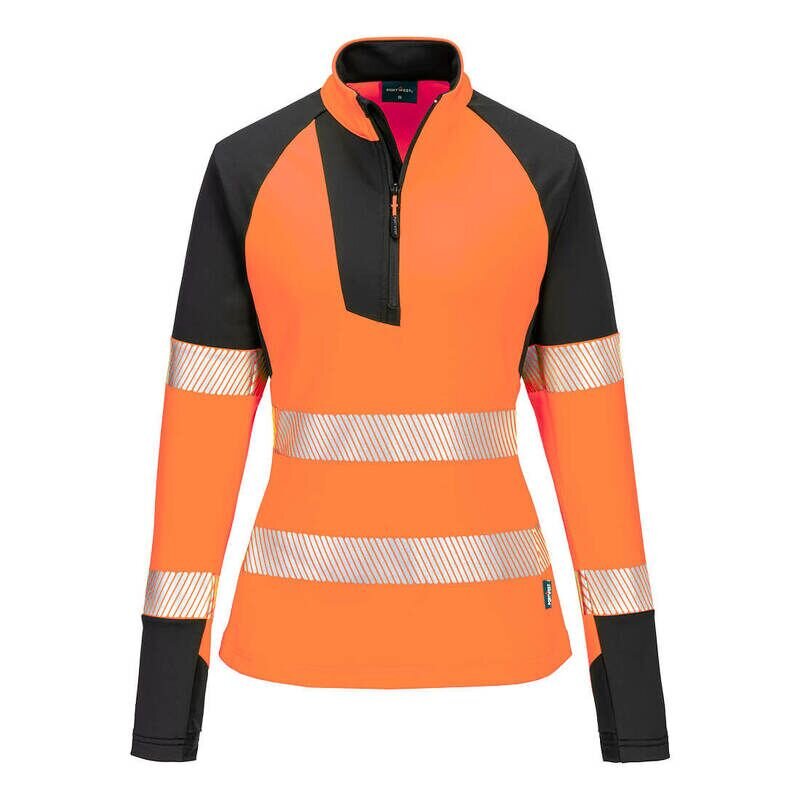 Portwest PW3 Hi-Vis Womens 1/4 Zip Sweatshirt (Orange/Black / S / R)