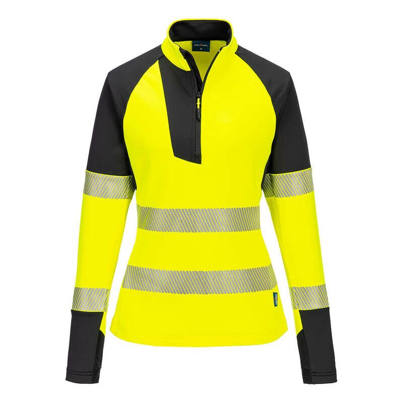 Portwest PW3 Hi-Vis Womens 1/4 Zip Sweatshirt (Yellow/Black / L / R)