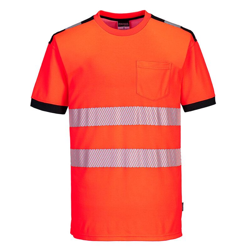 Portwest PW3 Hi-Vis Cotton Comfort Short Sleeved T-Shirt (Red/Black / XXXL / Regular Fit)