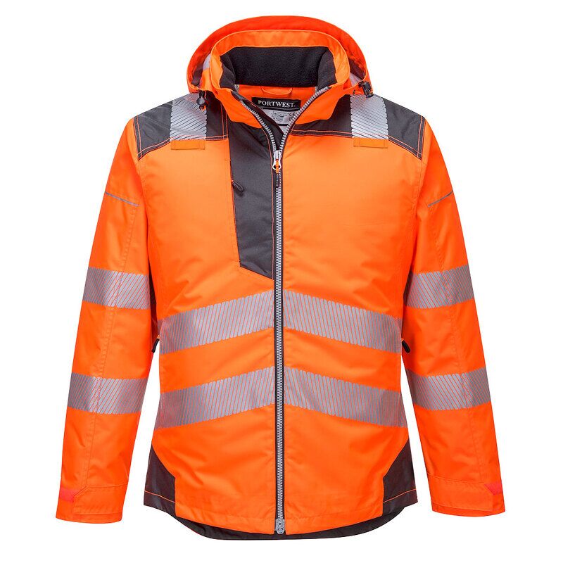 Portwest PW3 Hi-Vis Winter Jacket (Orange/Grey / M / Regular Fit)