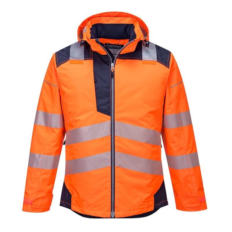 Portwest PW3 Hi-Vis Winter Jacket (Orange/Navy / XXL / Regular Fit)
