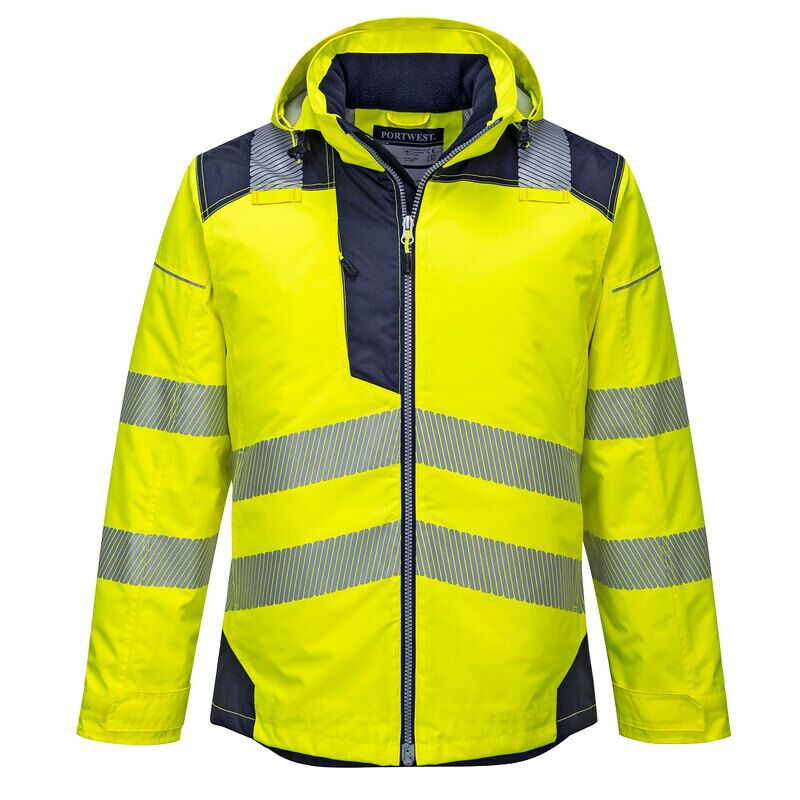 Portwest PW3 Hi-Vis Winter Jacket (Yellow/Navy / XL / Regular Fit)