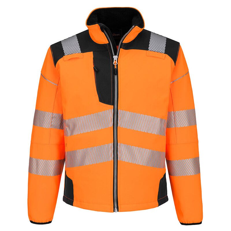 Portwest PW3 Hi-Vis 3 Layer Softshell Jacket (Orange/Black / XXXL / Regular Fit)