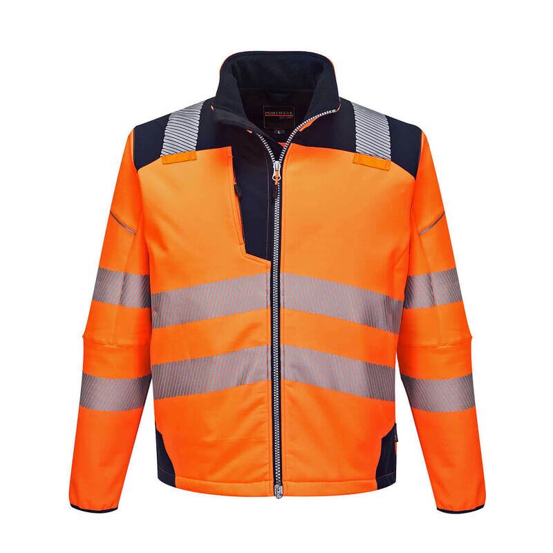 Portwest PW3 Hi-Vis 3 Layer Softshell Jacket (Orange/Navy / M / Regular Fit)