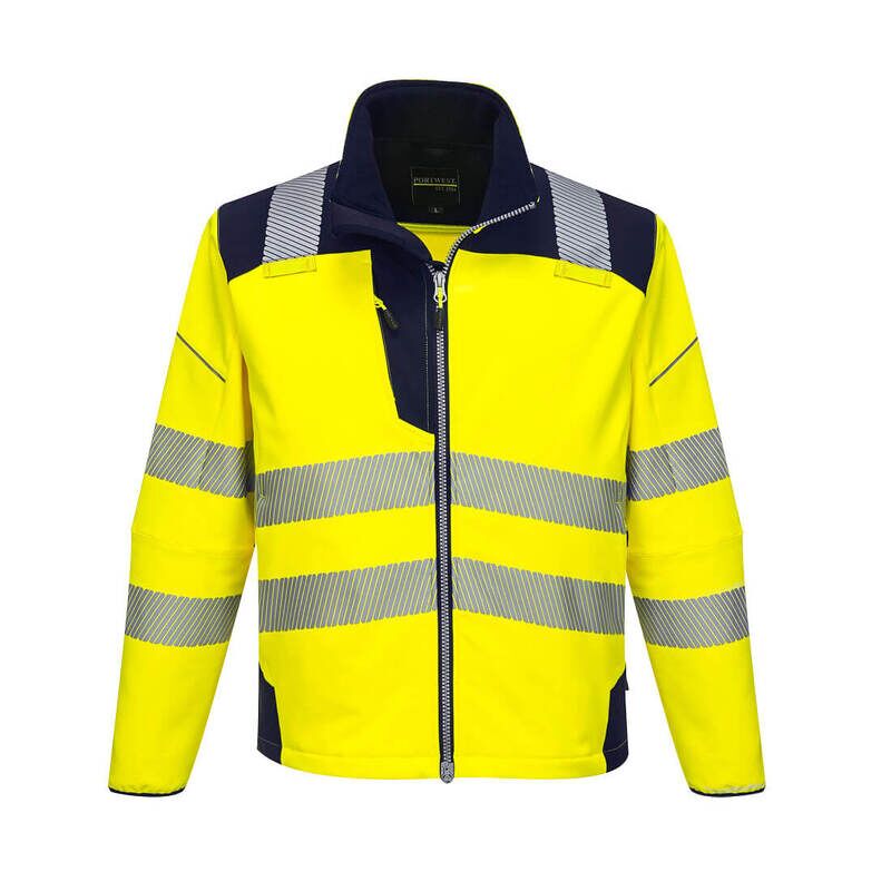 Portwest PW3 Hi-Vis 3 Layer Softshell Jacket (Yellow/Navy / XS / Regular Fit)