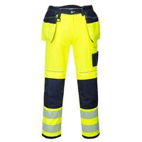 Portwest PW3 Hi-Vis Holster Pocket Work Trousers (Yellow/Navy Short / 40 / Short Fit)
