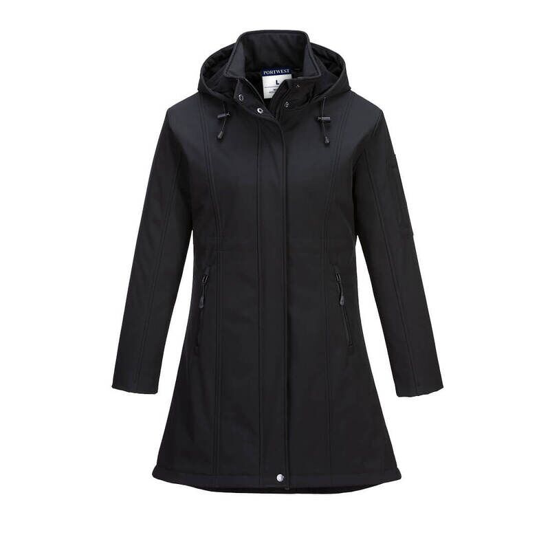 Portwest Carla Ladies Softshell Jacket (3 Layers) (Black / M / Regular Fit)