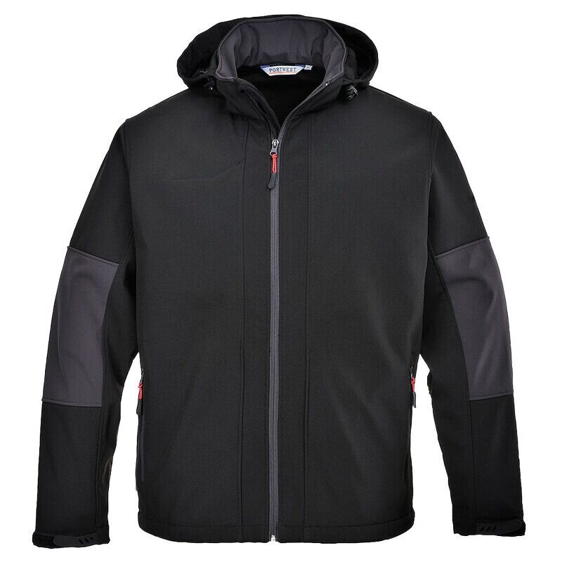 Portwest Softshell with Hood (3 Layers) (Black / 3XL / Regular Fit)