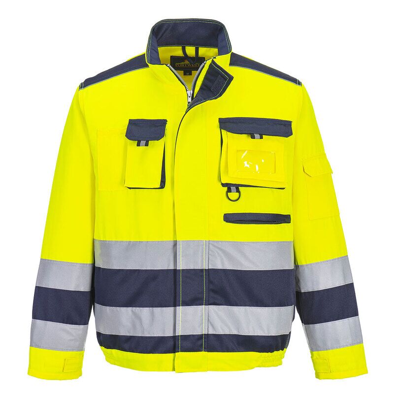 Portwest Lille Hi-Vis Contrast Bomber Jacket (Yellow/Navy / S / Regular Fit)