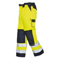 Portwest Lyon Hi-Vis Contrast Work Trousers (Yellow/Navy / 4XL / Regular Fit)