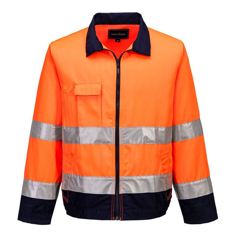 Portwest Madrid Hi-Vis Contrast Bomber Jacket (Orange/Navy / XL / Regular Fit)