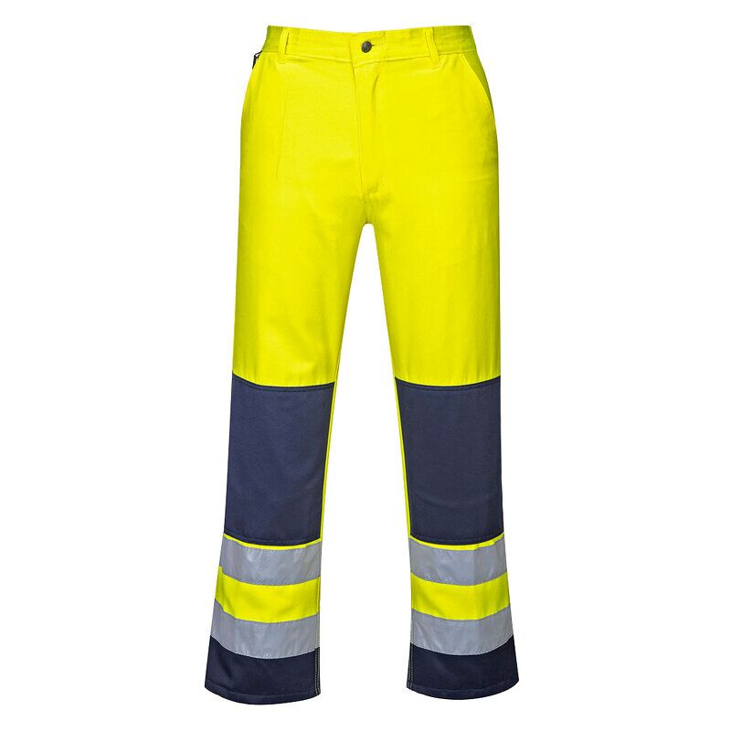 Portwest Seville Hi-Vis Contrast Work Trousers (Yellow/Navy / XL / Regular Fit)