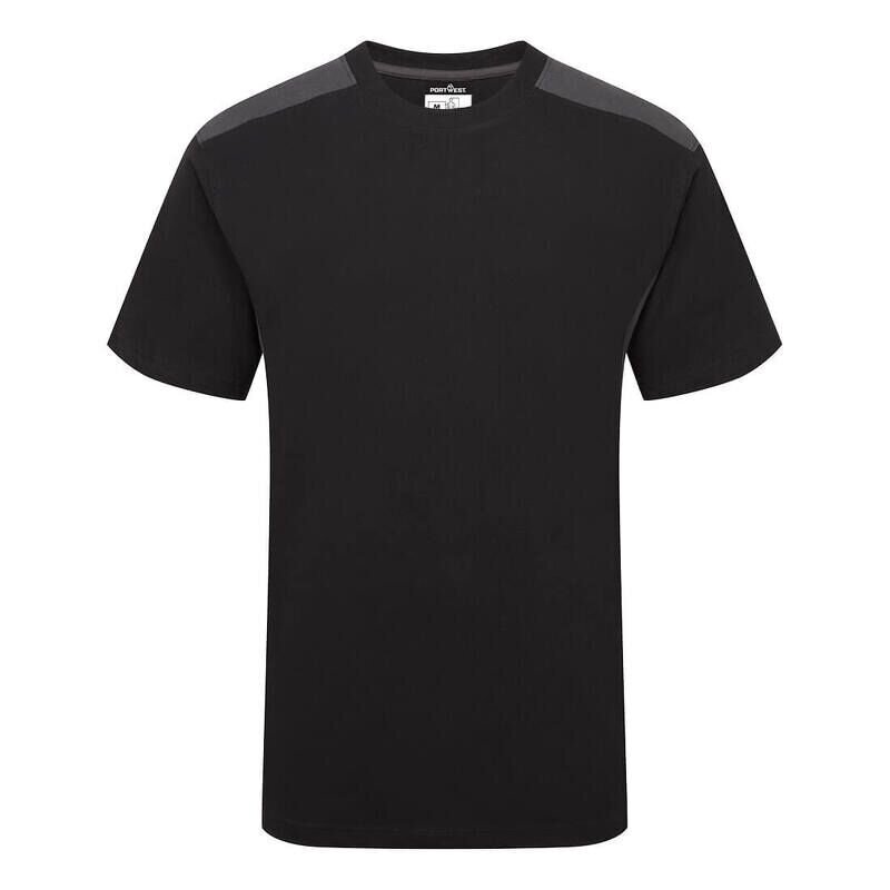 Portwest Two-Tone Short Sleeved T-Shirt (Black/Grey / 5XL / Regular Fit)