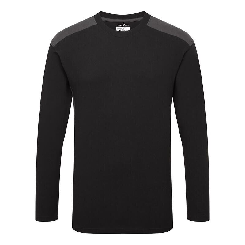Portwest Two-Tone Long Sleeved T-Shirt (Black/Grey / 5XL / Regular Fit)